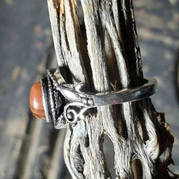 Artisan India Mahogany Obsidian 925 Sterling Silver Plated Gemstone Ring Sz 6.75 - Picture 5 of 9